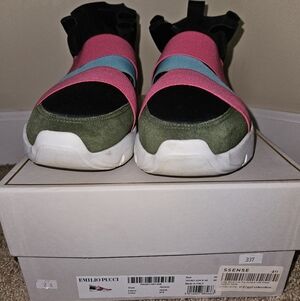 Emilio Pucci Pink and Green Sneakers with Blue Accent